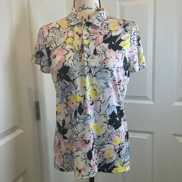 Ralph Lauren RLX Shirt Golf Tailored Fit Floral Sz M Wicking Tennis Golf Sport - Picture 13 of 16